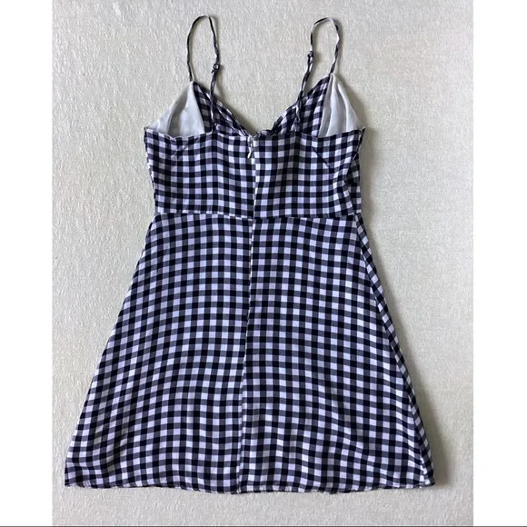 Lulu’s St. Helena Black and White Gingham Tie Front Dress Women’s Small Mini - Picture 8 of 15